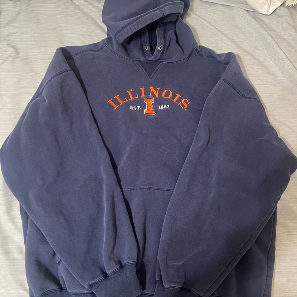 Blue Illinois Sweatshirt with Orange Text